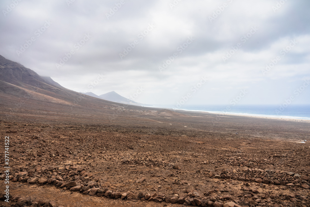 The desert rocky expanses of the southwestern part of the Jandia Peninsula. Fuerteventura Canary Islands. Spain.