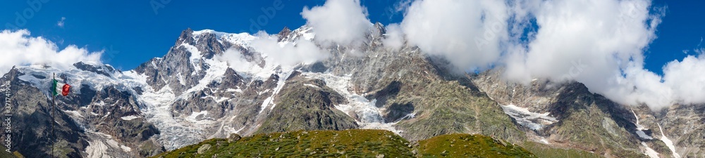 Landscape of Belvedere glacier in Dufourdpitze area