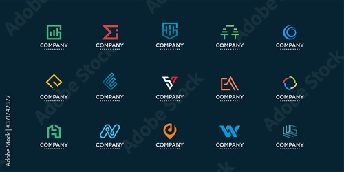 Abstract logo collection with minimalist style Premium Vector