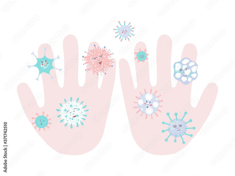 Fototapeta Set of virus and hands