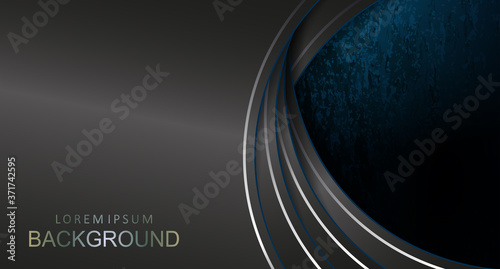 Abstract dark blue tint design with texture effect, semi-circular curtains with gray border