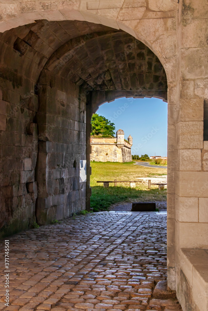 Obraz premium Hiers-Brouage. Les remparts de la citadelle vus de la Porte Royale. Charente-Maritime. Nouvelle-Aquitaine