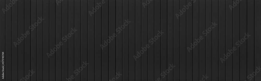 Panorama of Black Corrugated metal background and texture surface or galvanize steel