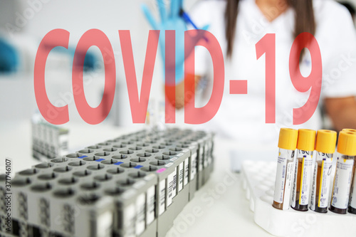 Test tubes with samples for covid-19.