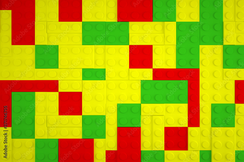 Bricks abstract background. Colorful wall texture. Three-dimensional render illustration.