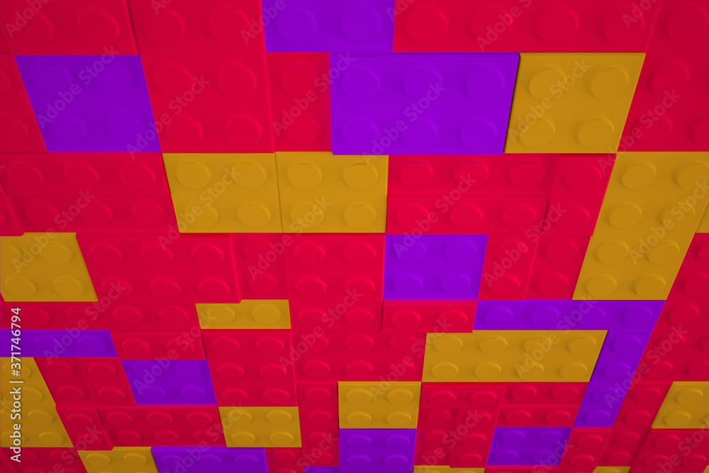 Bricks abstract background. Colorful wall texture. Three-dimensional render illustration.