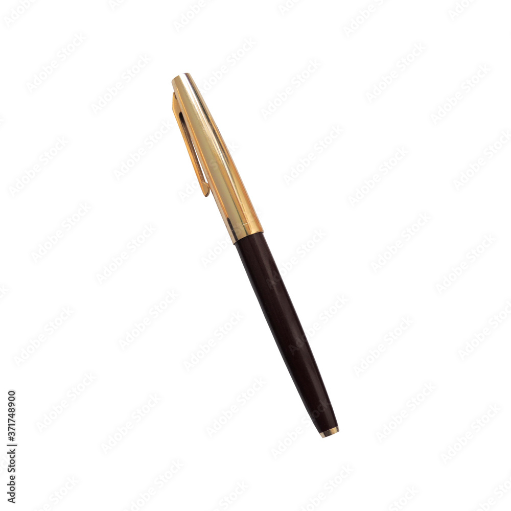 Golden fountain pen on a white background Golden fountain pen on a white background