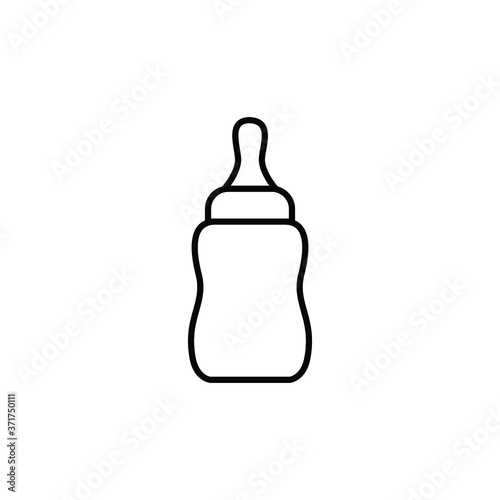 Baby milk bottle thin icon isolated on white background, simple line icon for your work.