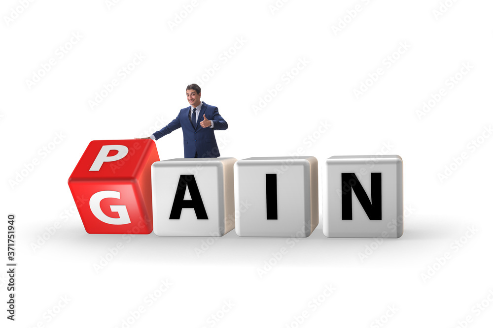 No pain no gain concept with businessman No pain no gain concept with businessman