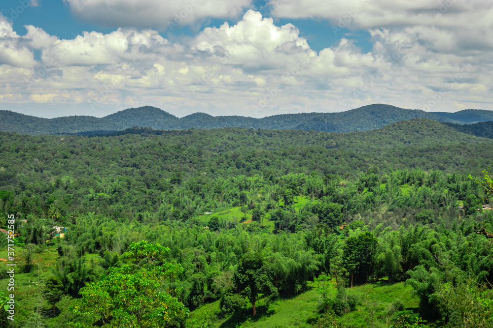 Fototapeta premium mountain range with amazing blue sky flat angle shot