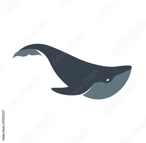 Beautiful blue whale icon vector isolated on white background. Whale flat symbol for logo or emblem design