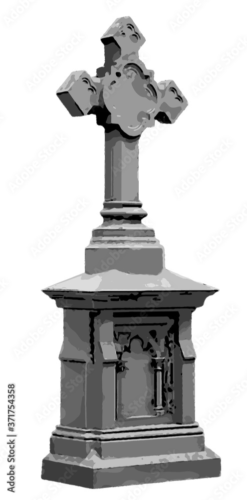 Obraz premium Old creepy headstone illustration on white background