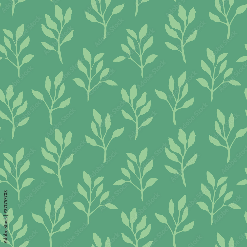 Square vector green plant pattern textured seamless wallpaper background