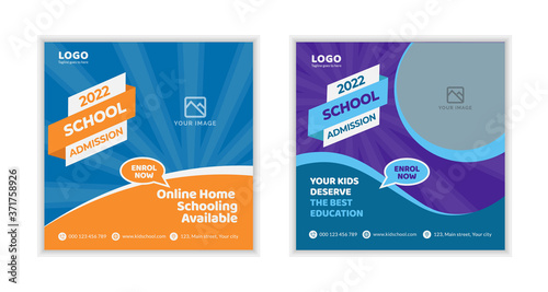 school admission social media post design template