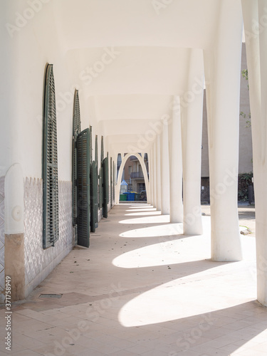 Arches of 1896 Masia Freixa of Terrassa building by Lluis Muncunill i Parellada in Terrassa, Spain photo