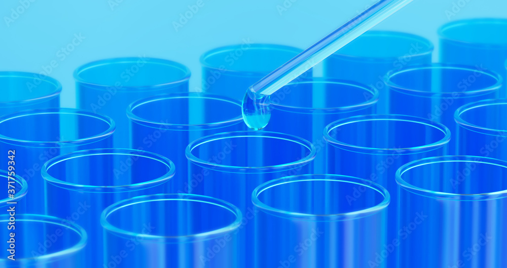 test tube with liquid 3d rendering