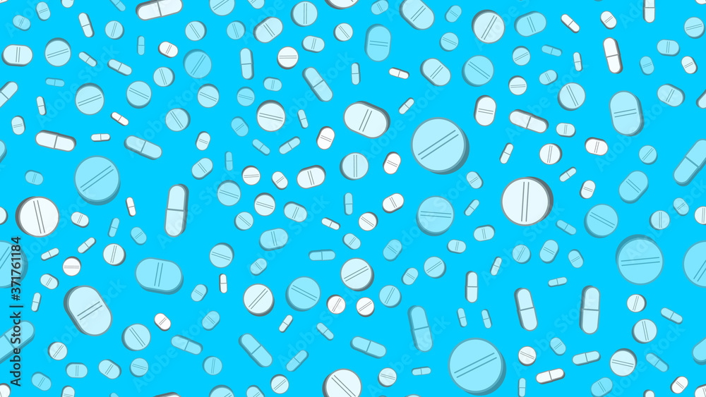 
Pills on a white background. Vector illustration. Seamless background. 