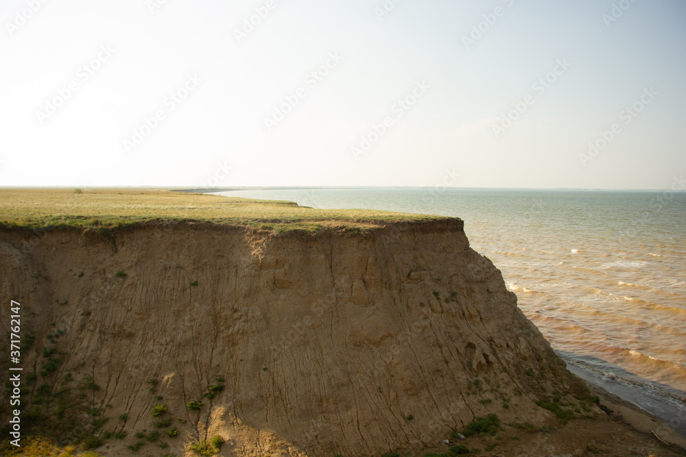 Cliff near the salty lake Bolshoye Yarovoe (Altai Territory).