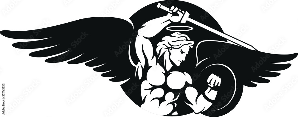 custom made wallpaper toronto digitalBlack angel fighting sword and shield