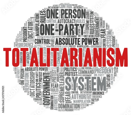 Totalitarianism word cloud isolated on a white background. 