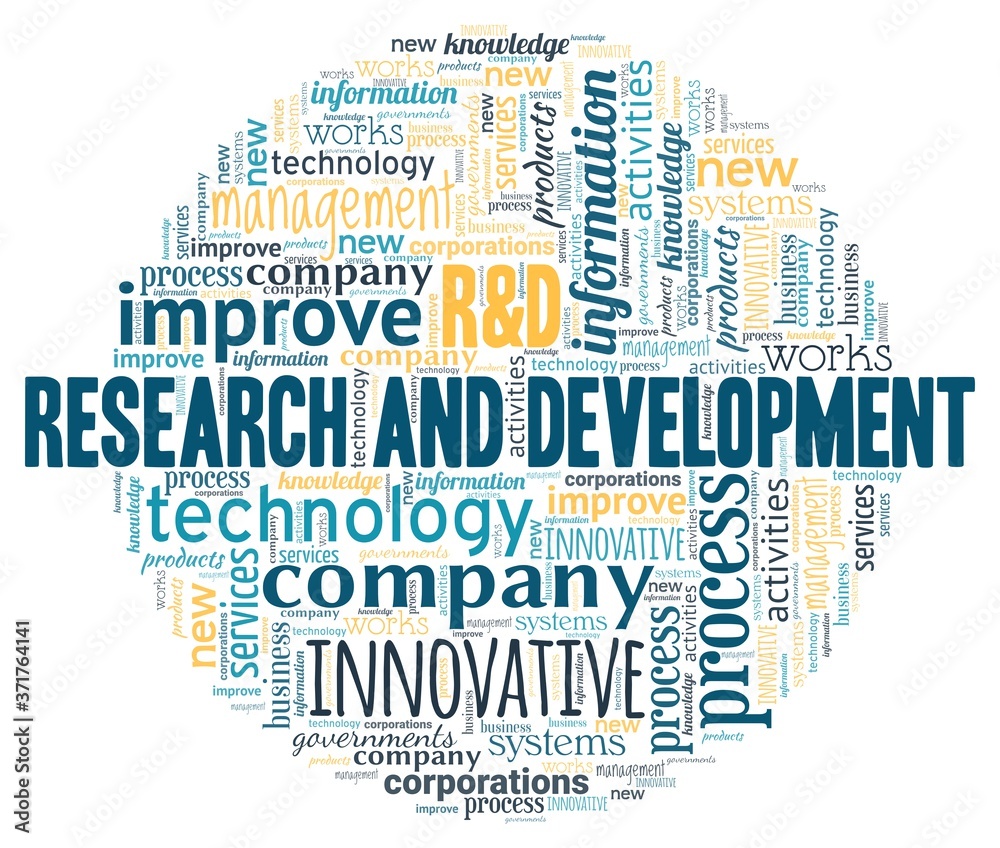 Fototapeta premium R&D - research and development word cloud isolated on a white background.