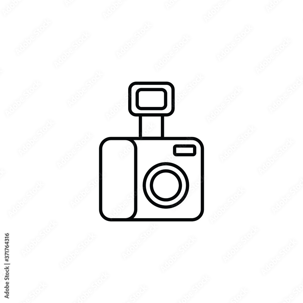 Camera thin icon isolated on white background, simple line icon for your work. Camera thin icon isolated on white background, simple line icon for your work.