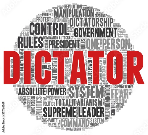 Dictator word cloud isolated on a white background 