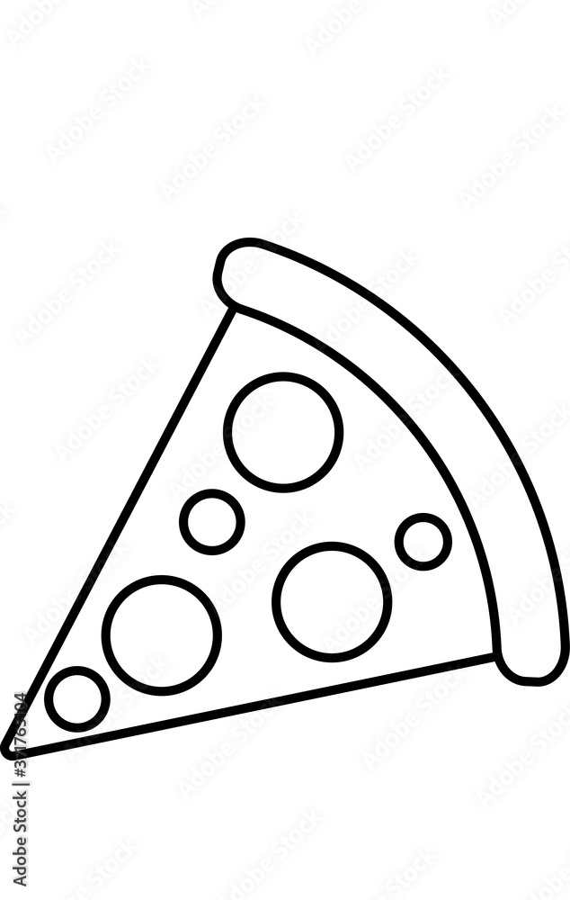 Pizza slice flat line icon. Vector thin sign of italian fast food logo. Pizzeria illustration. Vector pizza icon on light white background. Pizza slice flat line icon. Vector thin sign of italian fast food logo. Pizzeria illustration. Vector pizza icon on light white background.