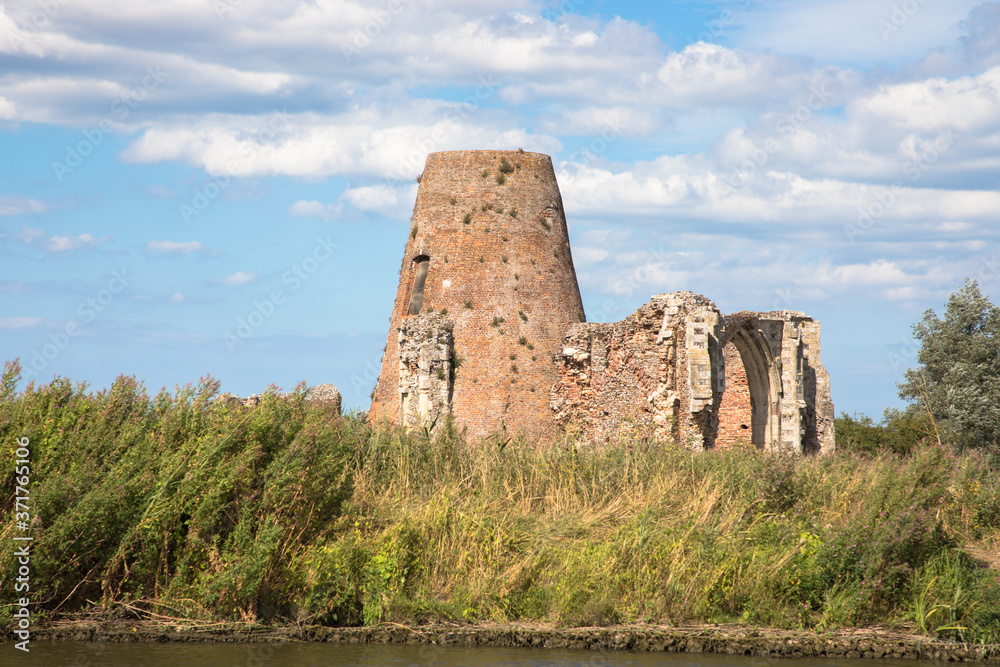 Views of the remains of Saint Benet's Abbey, The Broads, Norfolk, UK