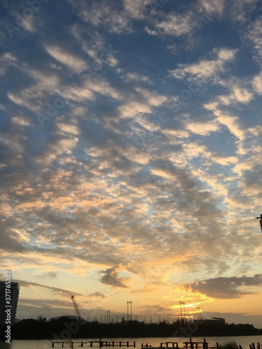 sunset over the city