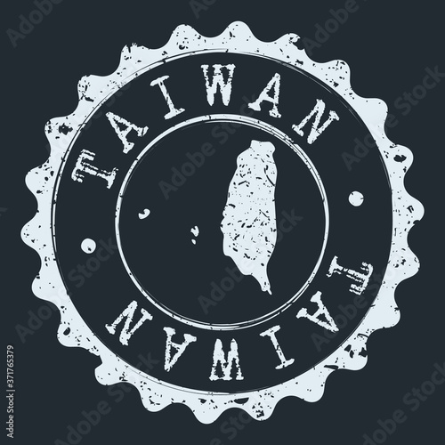 Taiwan Map Seal. Silhouette Postal Passport Stamp. Round Vector Icon Postmark.