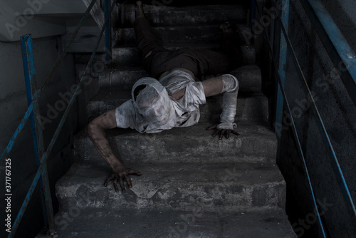 Wall Mural Dirty monster boy with bandaged face