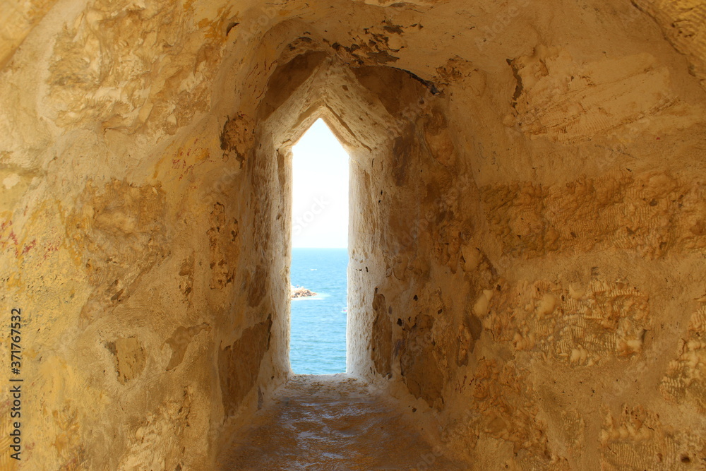 Narrow Window inside Citadel of Qaitbay, Egypt.
