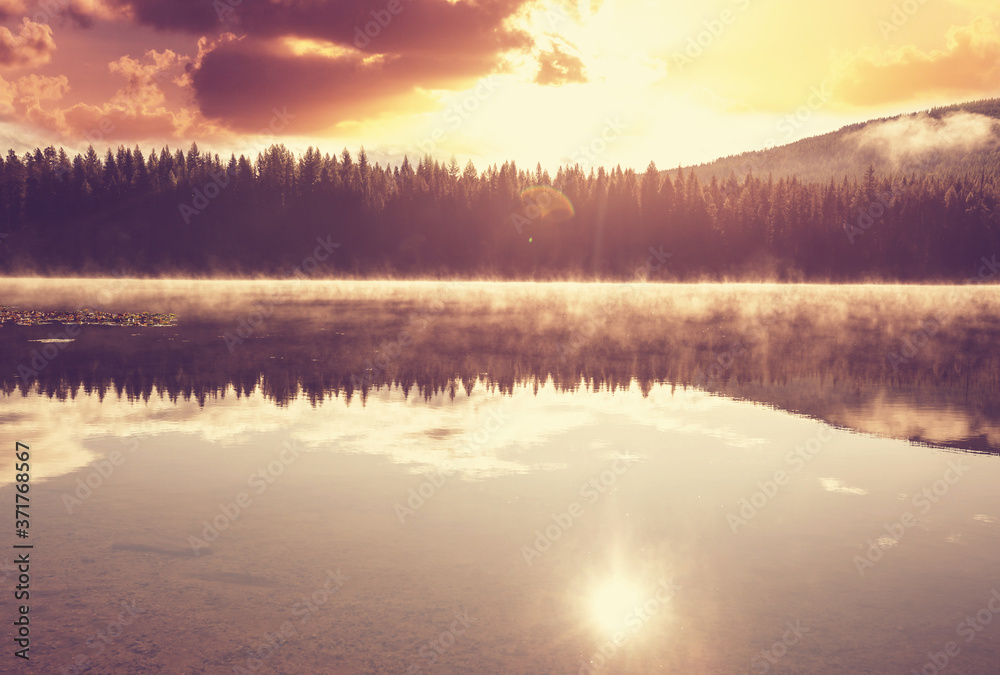 Fototapeta premium Fog on the lake