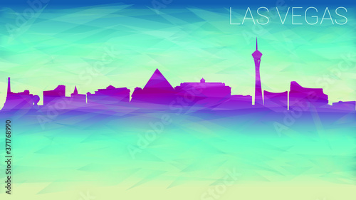 Las Vegas Nevada City USA. Broken Glass Abstract Geometric Dynamic Textured. Banner Background. Colorful Shape Composition.