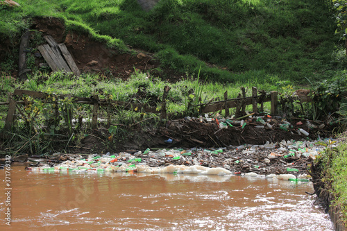 Garbage accumulated a river bend of the Bwindi valley in Western Uganda.