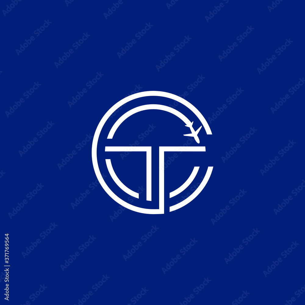 Letter CT Airplane Icon Logo Design Template Element Vector, Flat modern travel logo design with capital letter CT Letter CT Airplane Icon Logo Design Template Element Vector, Flat modern travel logo design with capital letter CT