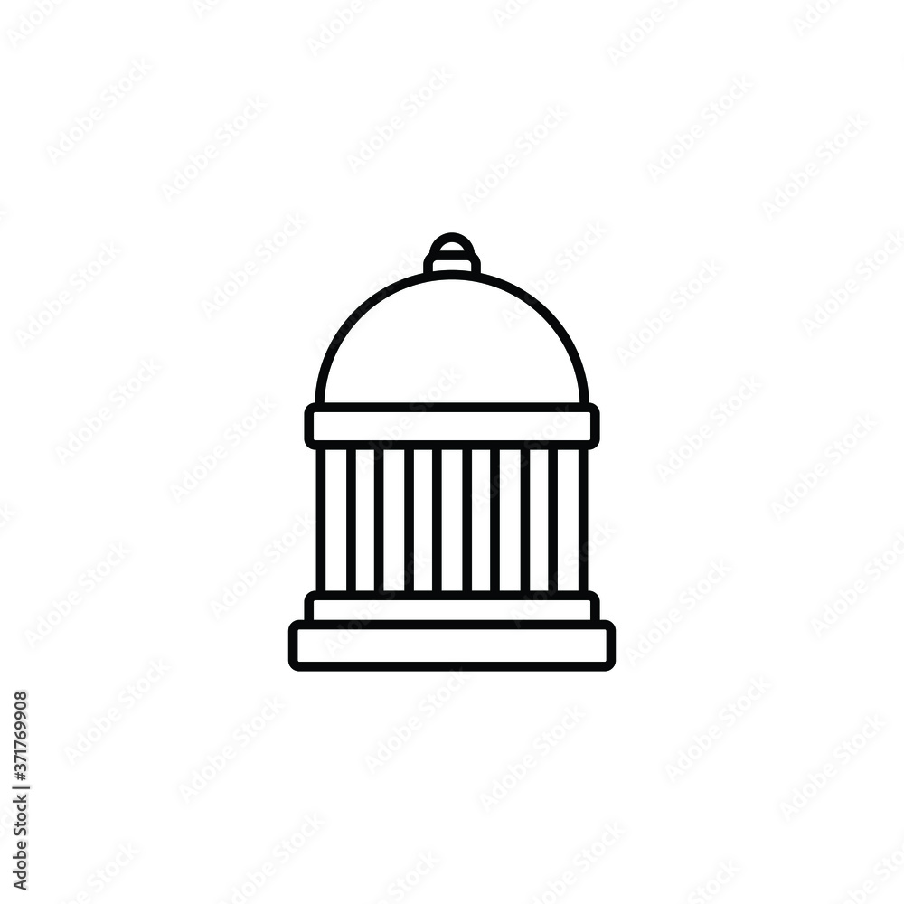 Government building thin icon isolated on white background, simple line icon for your work.