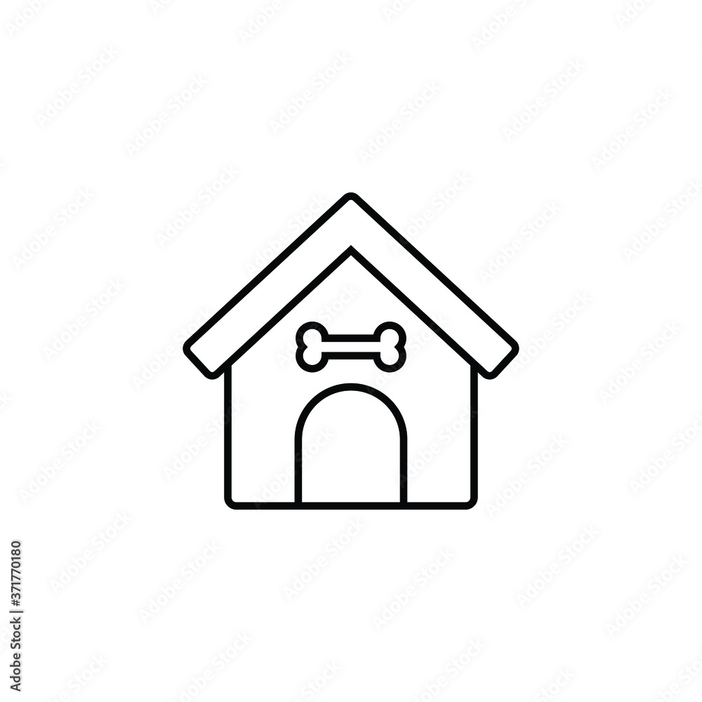 Dog home thin icon isolated on white background, simple line icon for your work. Dog home thin icon isolated on white background, simple line icon for your work.