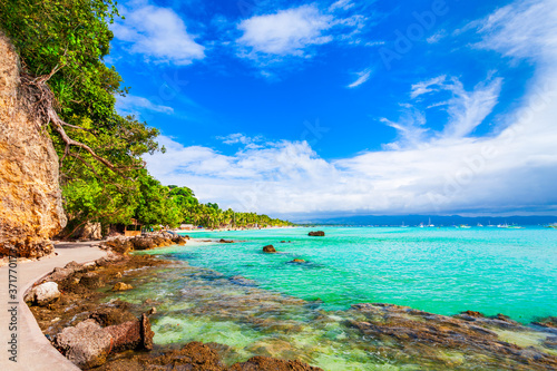 Rocky beach in Boracay island, Philippines