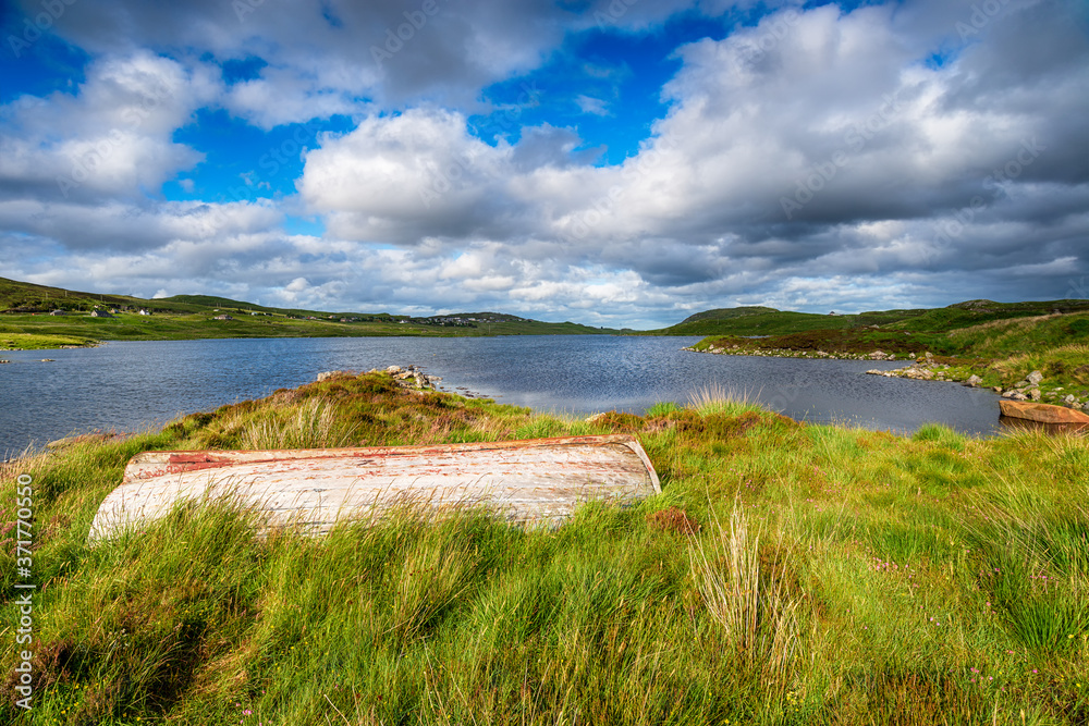 An upturned boat on the shores of Loch Erisort