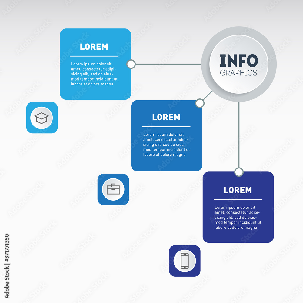 Example of a chart or mind map with three steps. Report for 3 months ...