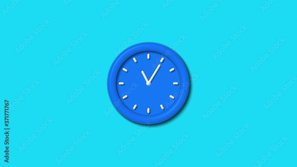 Aqua color 3d wall clock icon on cyan background,3d clock icon Aqua color 3d wall clock icon on cyan background,3d clock icon