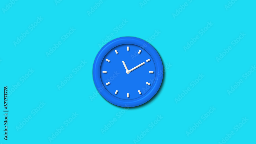 Aqua color 3d wall clock icon on cyan background,3d clock icon Aqua color 3d wall clock icon on cyan background,3d clock icon