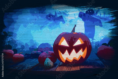 Helloween pumpkin with scar...