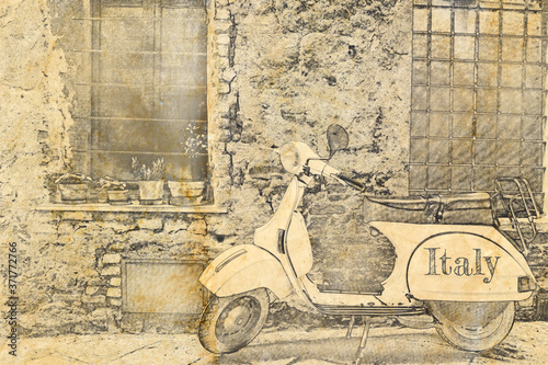 Vintage Scooter on street i...