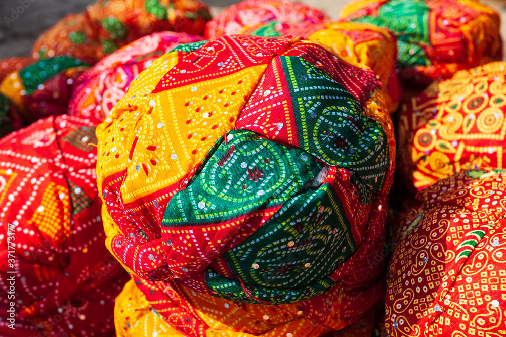 Traditional rajasthan turbans in India