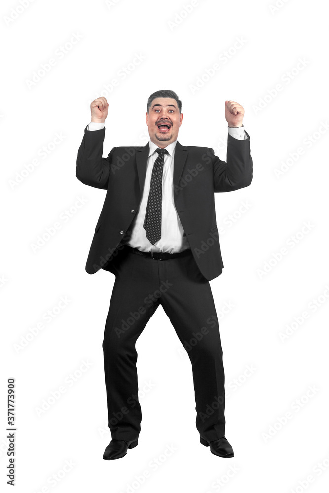 A man in a suit is very delighted A man in a suit is very delighted