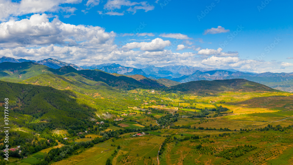 The most beautiful and spectacular canyon. Amazing gorge with tall walls and the wide river. Albania The most beautiful and spectacular canyon. Amazing gorge with tall walls and the wide river. Albania