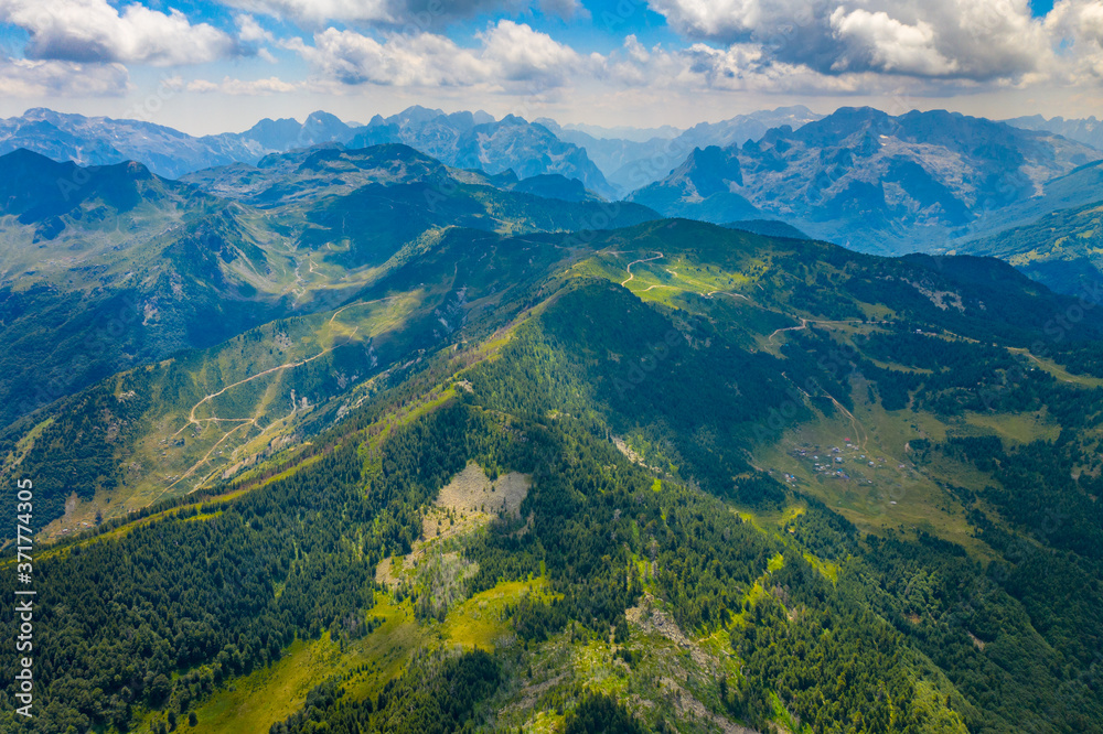 Green Mountains. Albania is one of the most mountainous countries in the world. Aerial view.